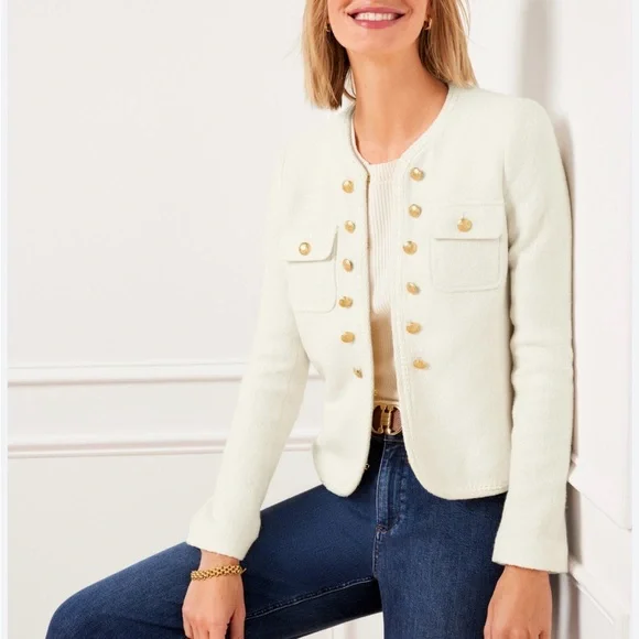 Talbots Berkshire Wool Blend
Crop Blazer Jacket Cream Women 8P NWT - Picture 2 of 13